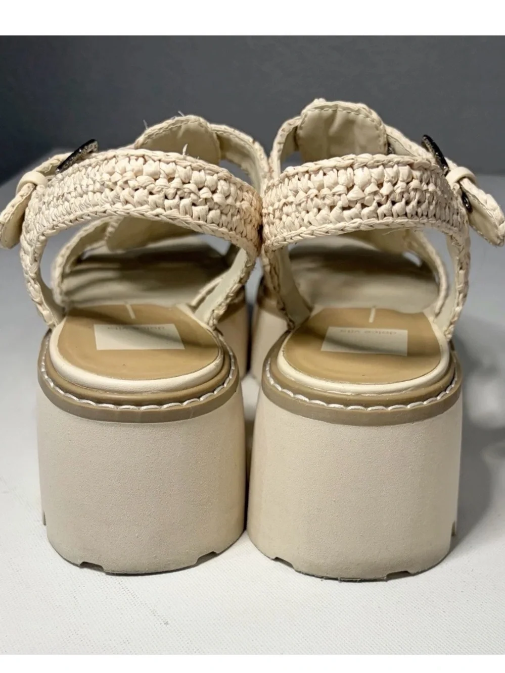 Dolce Vita Cream Crochet Platform Sandals size 8 women's shoes